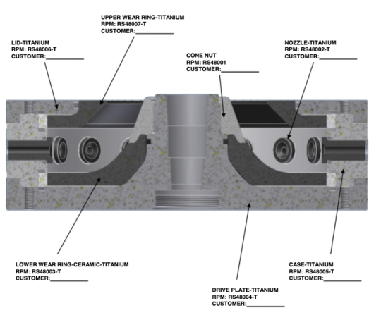 400mm x 128mm atomizer wheel components